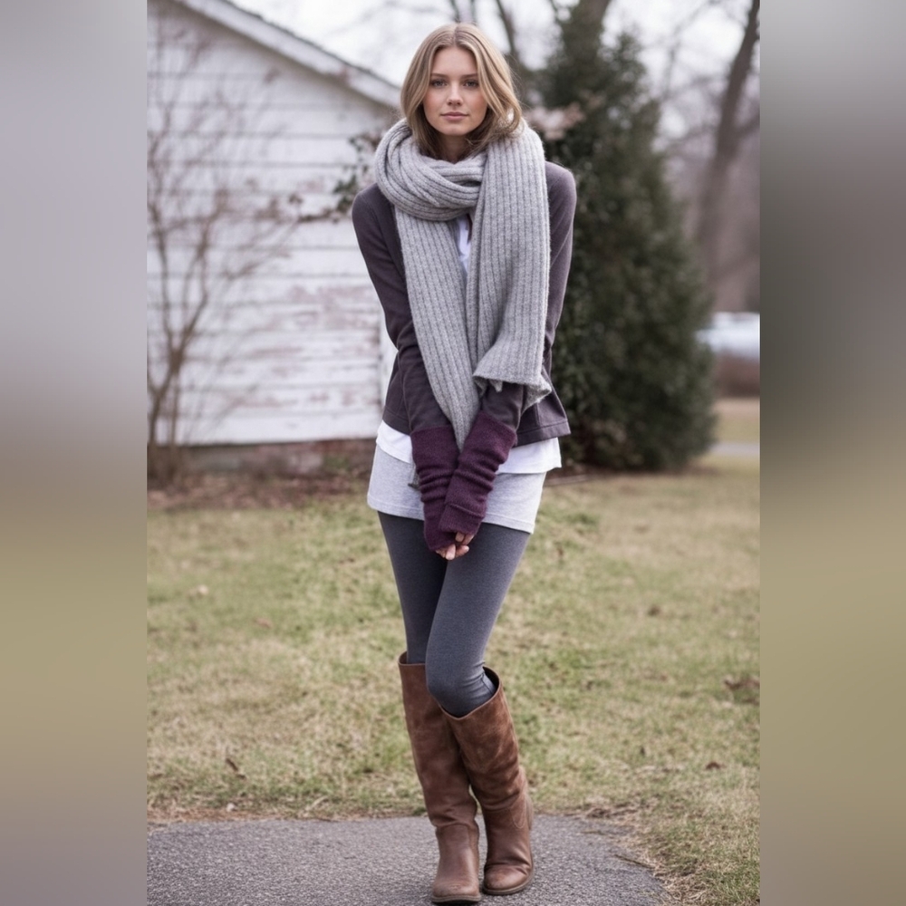 Gray Hi Waist Fleece Lined Leggings Charcoal Athleisure Winter NEW Loungewear